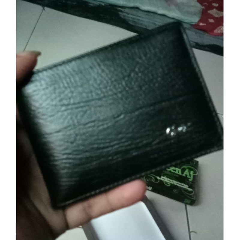 AFRIZRIZAL Dompet Kulit Pria Tipis Mini Slim Wallet (Kulit Sapi Asli) MOTIF SERAT KAYU