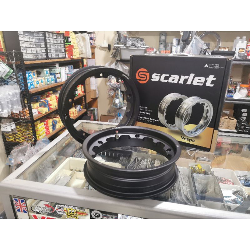 Velg Tubeless vespa Scarlet Black Tapak Lebar Ring 10 size 2.50 Set Vespa Classic Ring 10