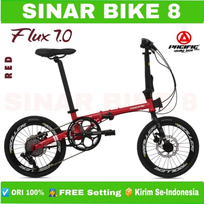 Sepeda Lipat Ukuran 16 Inch Pasific flux 7.0 Rem Hidrolik 10 Speed