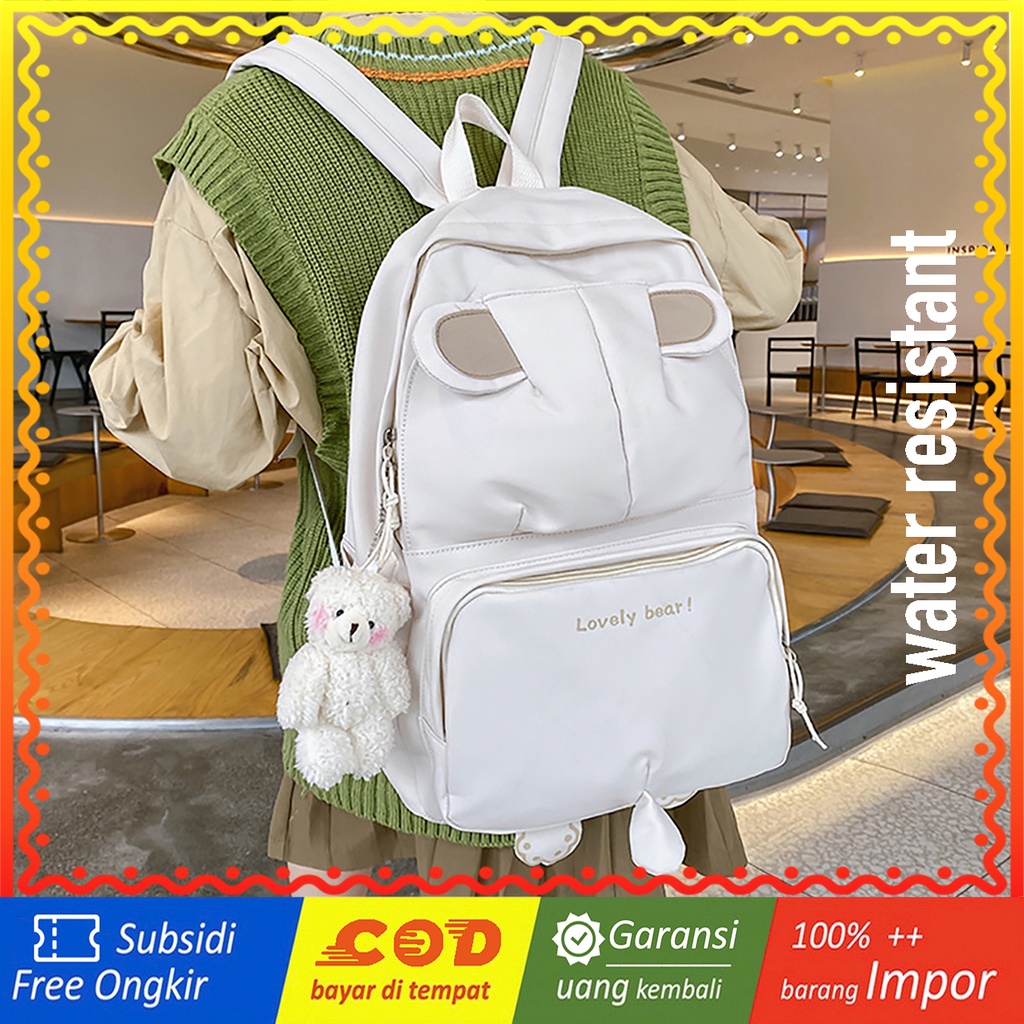 WYK111 Tas Ransel Wanita Pria Sekolah Kuliah Lovely Bear Backpack School Impor TKM