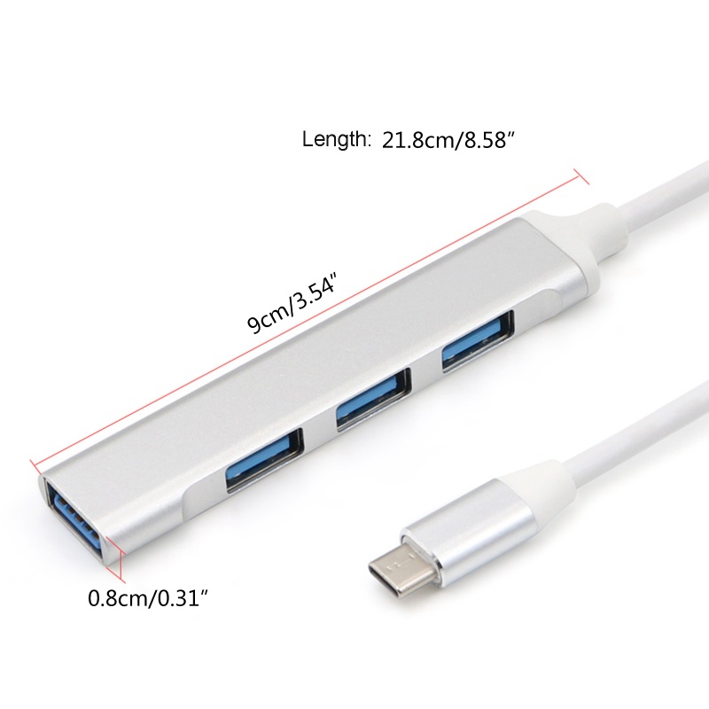 Cre Komputer Laptop Tablet 4port USB C HUB Tipe C Ke 3x USB 2.0+adaptor USB 3.0