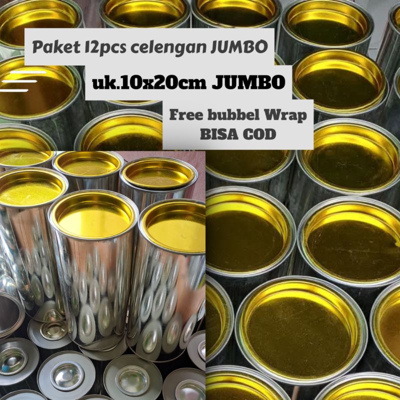 CELENGAN POLOS/PAKET 12PCS CELENGAN JUMBO/CELENGAN KALENG/CELENGAN JUMBO 10x20cm/CELENGAN POLOS BUKA