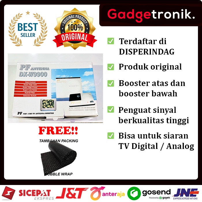 Boster Booster Antena TV PF DX W9900 Penguat Sinyal untuk TV Analog / Digital Antena VHF / UHF