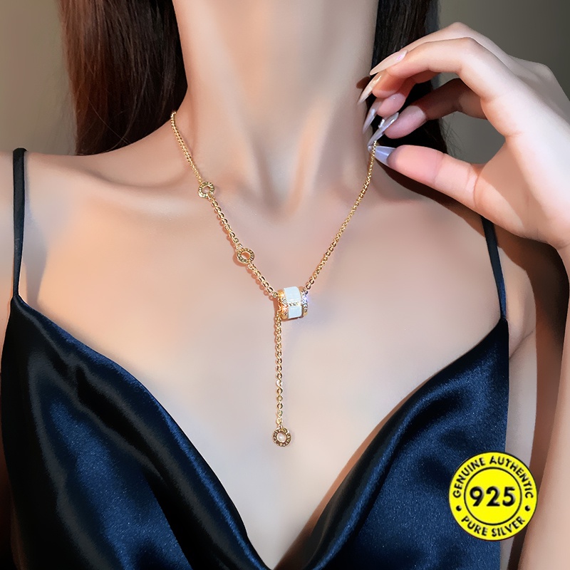 Kalung Rantai Sterling Silver 925 Dengan Liontin Bunga Untuk Wanita