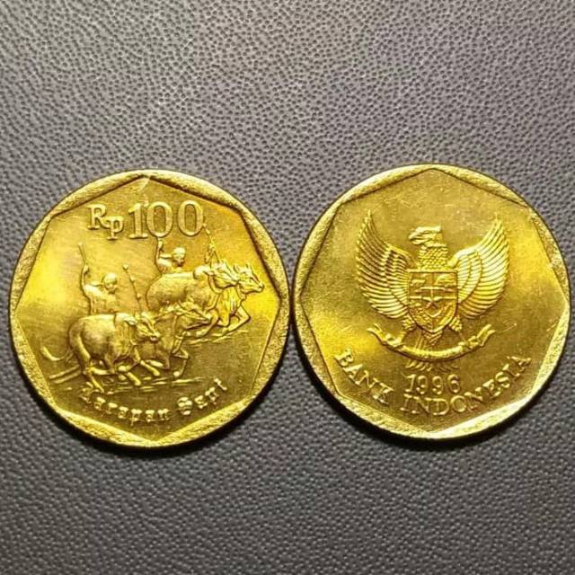 Uang Koin 100 Karapan Sapi Asli