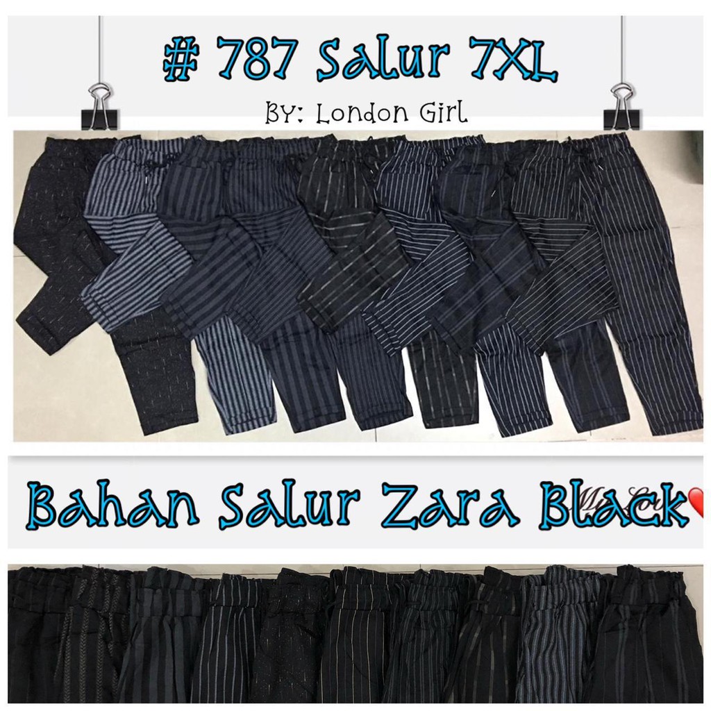Celana Panjang Wanita Bahan Salur Zara Black 7XL #787/ Black Zara Woman Trouser