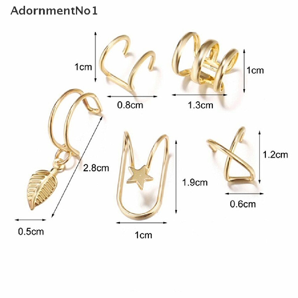 (AdornmentNo1) 5pcs / set Anting Klip Tanpa Tindik Aksen Rantai Untuk Perhiasan Wanita