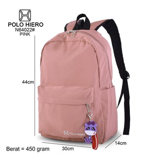 Image of Tas Polo Hiero N64022 Ransel Sekolah Wanita Backpack Casual Tas Punggung , (Free Gantungan Tas)