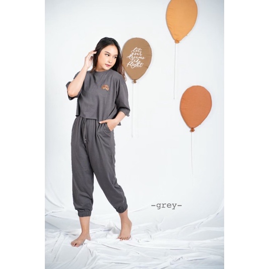 Poodie set-Set Celana Panjang-Setelan Wanita-Homewear-Baju santai-Baju rumah