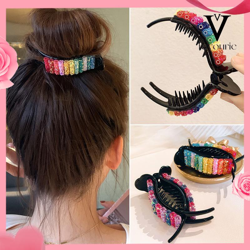 [COD]Back Head Grab Clip Cute Girl Rainbow Hair Accessories-FA