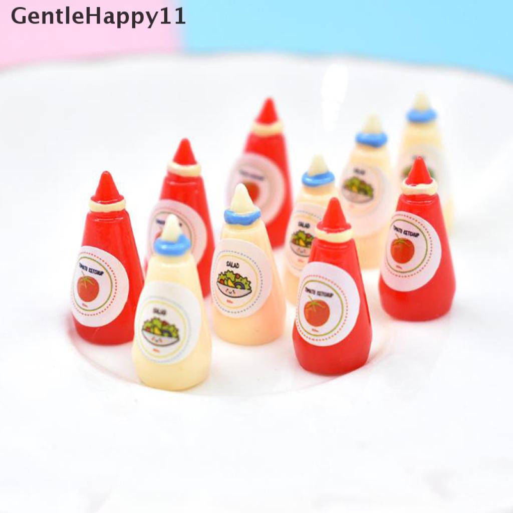 Gentlehappy 10Pcs / Set Mainan Miniatur Salad / Kecap Skala 1: 12 Untuk Aksesoris Rumah Boneka