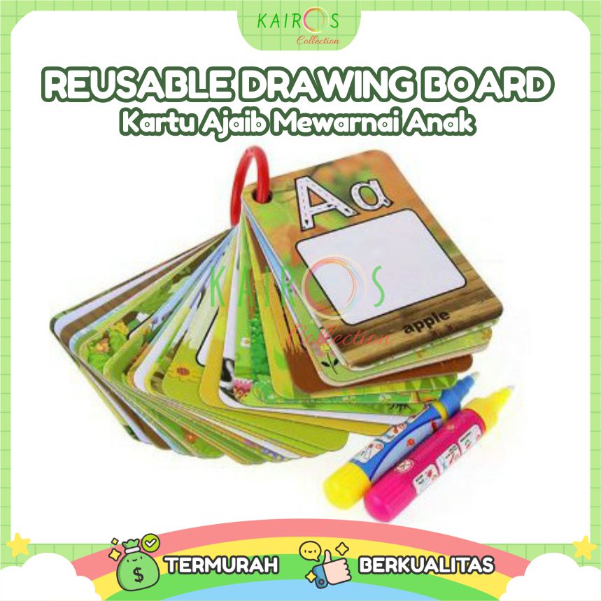 Reusable Drawing Board Water Doodle Card Kartu Mewarnai Anak Water Magic Card