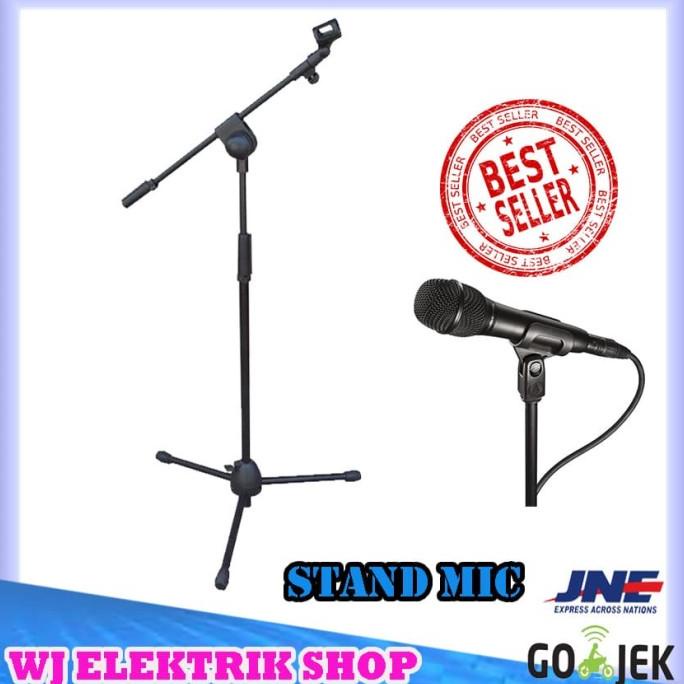 Tiang mic / Stand Mic Berdiri Berkualitas Top Plus Holder - hitam ==