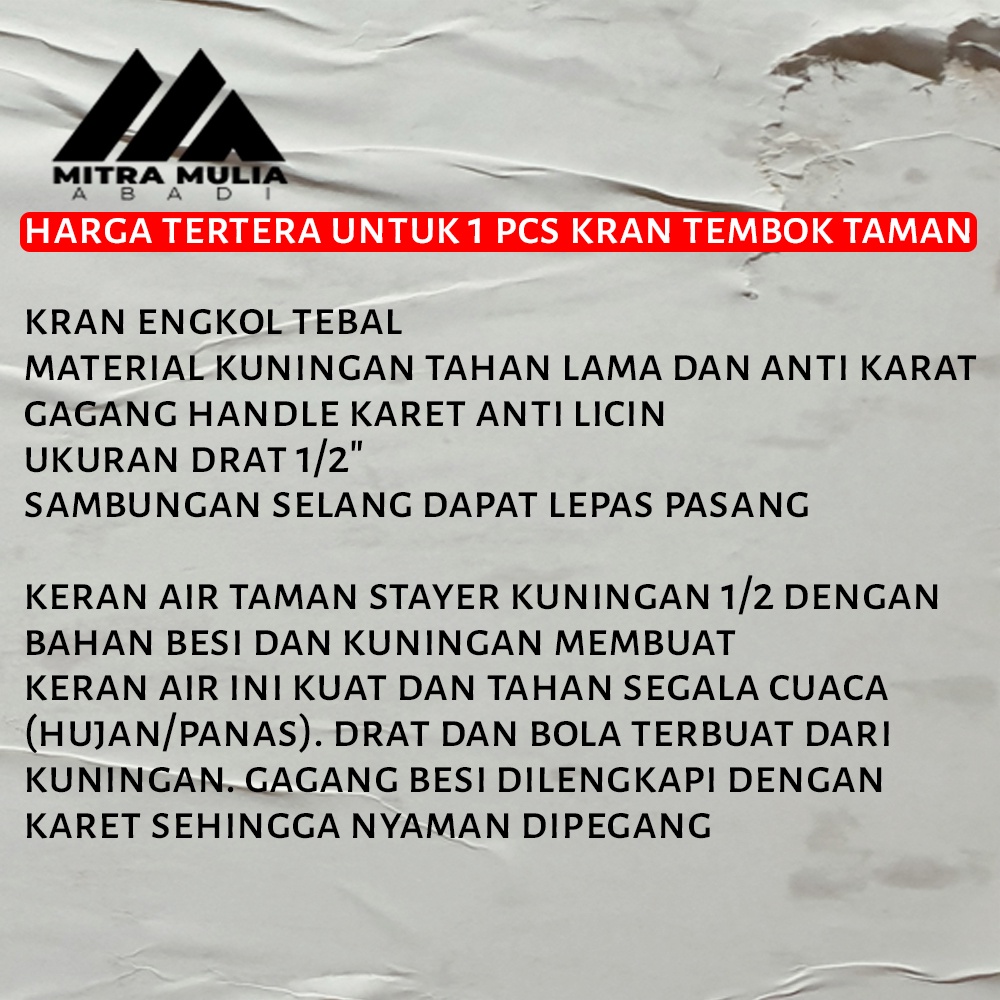 kran tembok taman kuningan 1/2” | keran air taman engkol kuningan tebal 1/2 inch