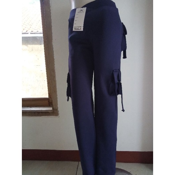celana senam wanita jumbo/pdl/senam kargo wanita/celana panjang/celana panjang kantong/bawahan olahraga/Cod/bayar di tempat/siap dikirim/celana kantong wanita/terlaris/terpopuler-Nevi/biru dongker