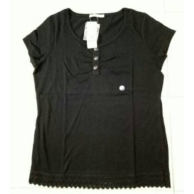 atasan kaos hitam black lace Bossini original