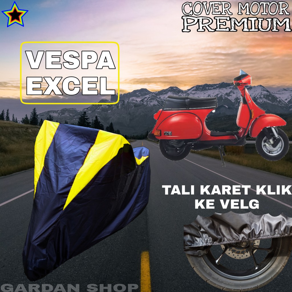 Sarung Motor VESPA EXCEL Hitam Kuning Body Cover Penutup Pelindung Motor Vespa PREMIUM