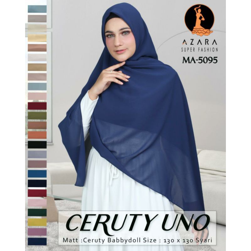 [Warna Cantik] CERUTY UNO AZARA Original Babbydoll Hijab Segiempat Syar'i Ceruti Syari Polos 130x130