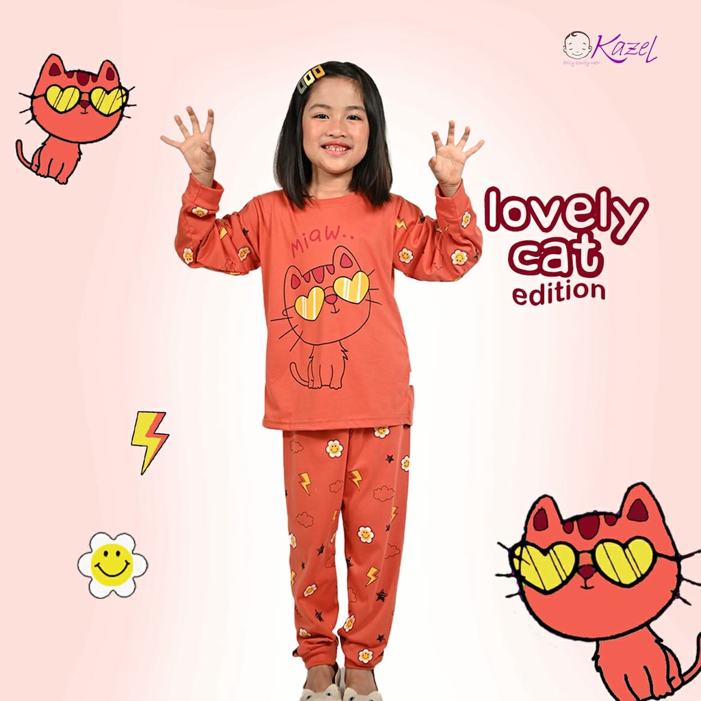 1stel Kazel Piyama Girl Motif NB S M L XL XXL Untuk 0 -5Thn - Setelan Panjang Bayi &amp; Anak / Baju Tidur Bayi &amp; Anak