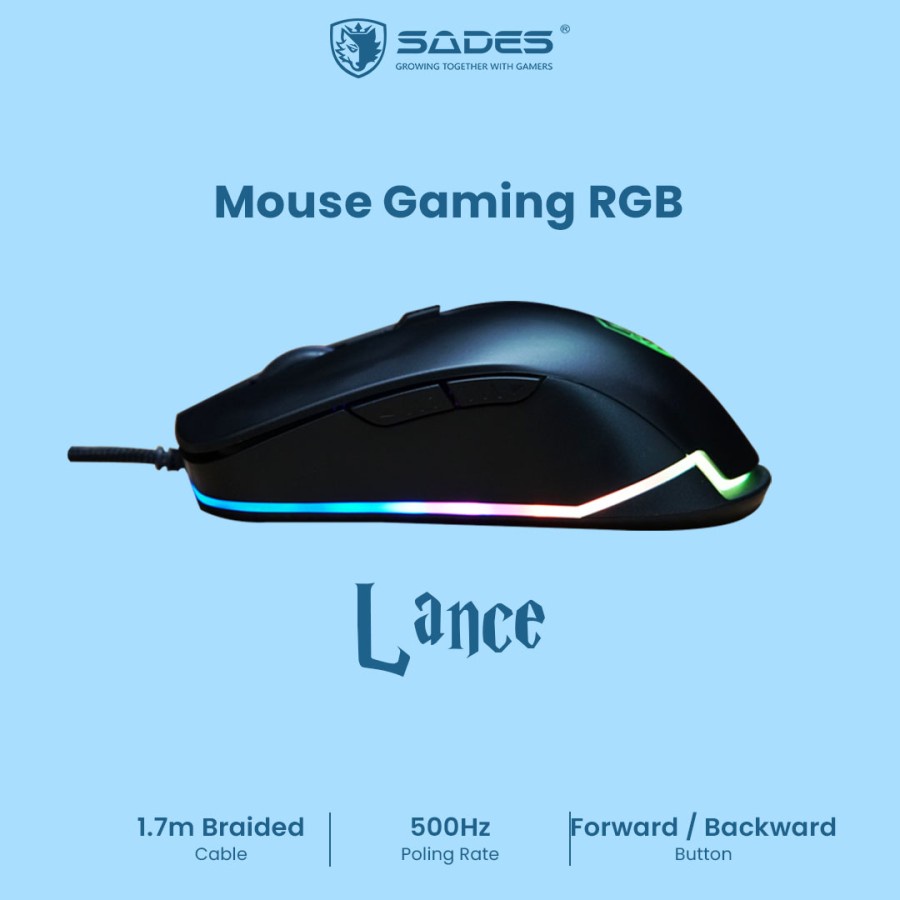 Sades Lance RGB Gaming Mouse Gold Plate ORIGINAL