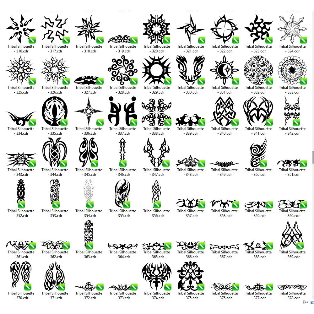 640 Tribal Silhouette Vector Set - Coreldraw