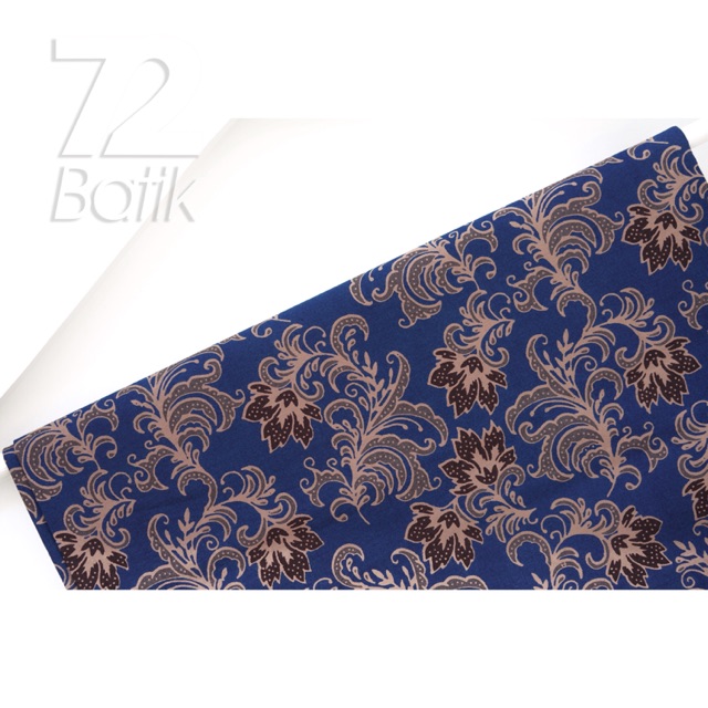 KAIN BATIK PREMIUM Bahan Katun Motif Kembang Warna Biru 729520 Cap 72 Jarik Jarit Samping Kebat Panjang Batik Katun Modern Premium Bahan Seragam Batik Pernikahan Kantor Keluarga Murah Kamen Jadi Batik Bali Lembaran