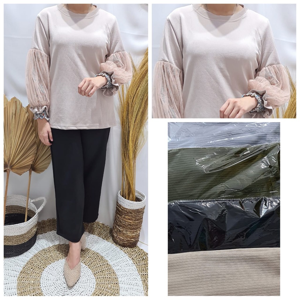 ATASAN KAOS CAVEL LENGAN BALON TILE 813