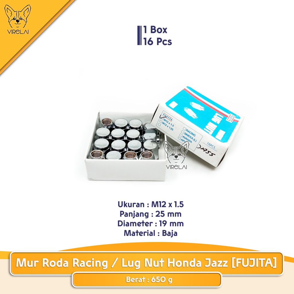 Mur Roda Racing / Lug Nut Fujita Honda Jazz M12 X 1.5