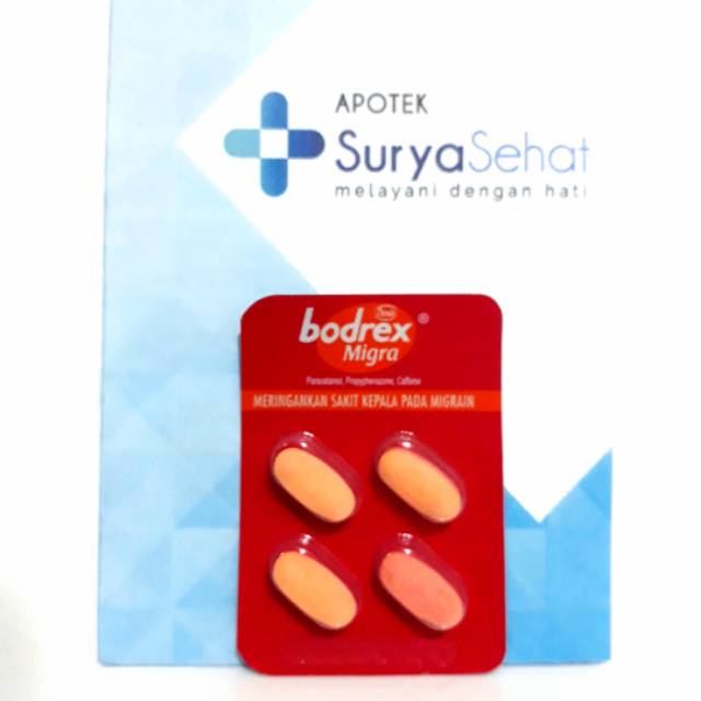 Bodrex Migra Strip isi 4 tablet atau Bodrex Extra isi 4 tablet