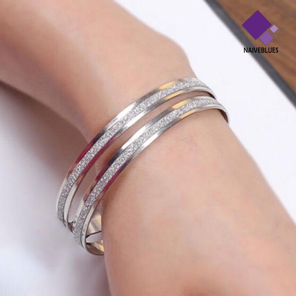Naiveblue &gt; Gelang Tangan Wanita Desain Bulat Frosted Simple Untuk Pesta / Kencan