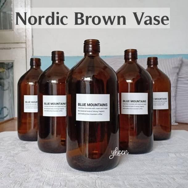 Nordic Brown Vase / Vas Kaca Botol Coklat Kode 118