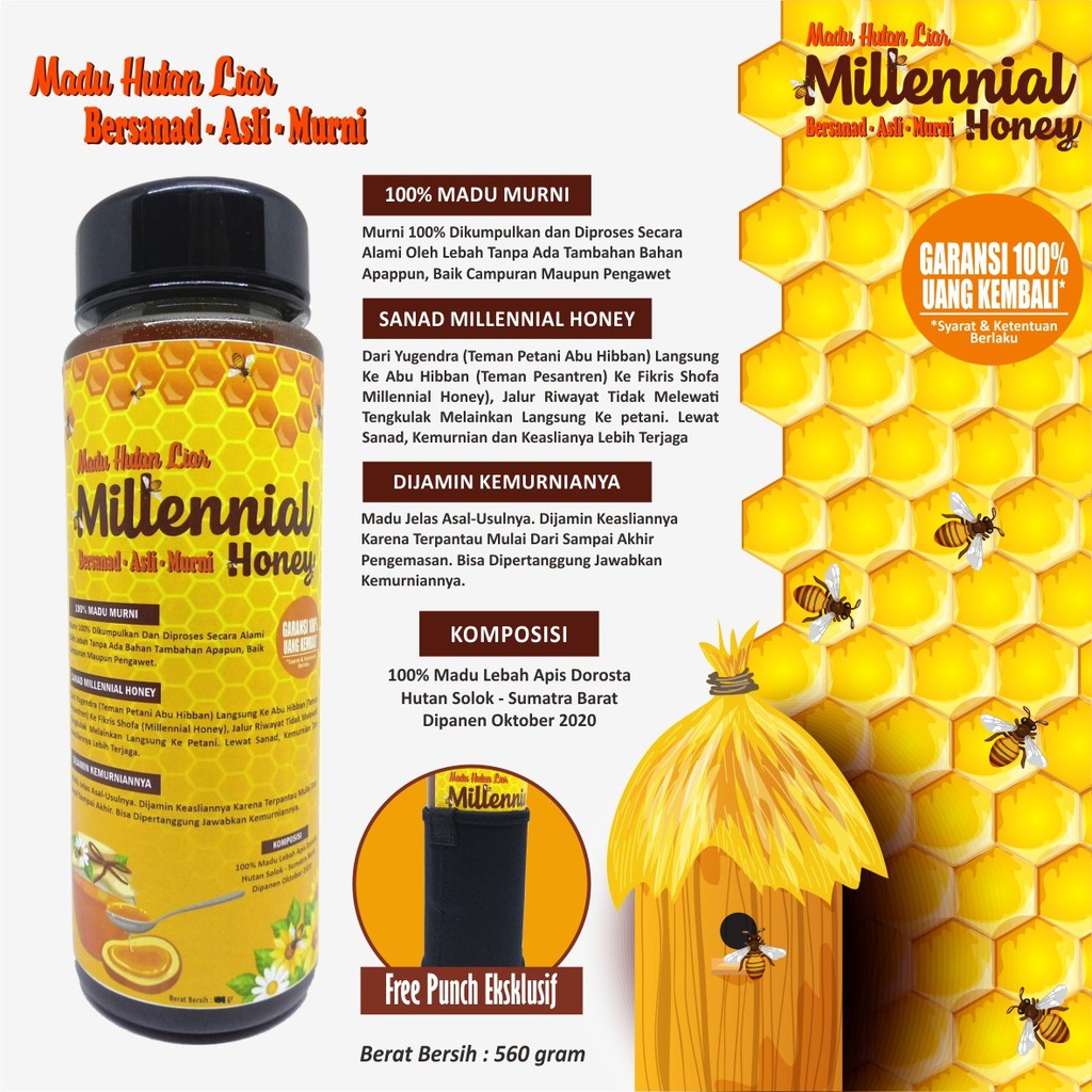 Madu Hutan Sumatra / Madu Asli Millenial Honey / Madu Sarang Lebah 670gr - Millenial Honey -