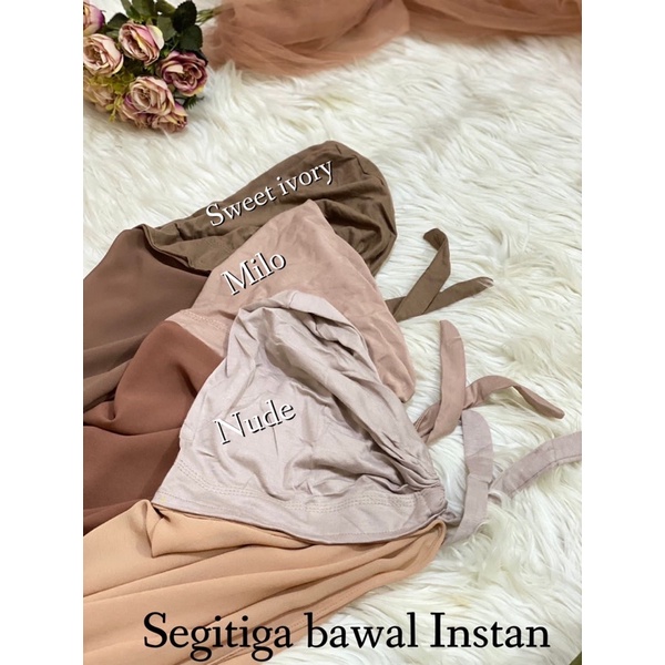 Hijab Segitiga Instan Bawal 1 layer plus inner /Segi3 /Segiempat instan inner/Ceruty baby doll