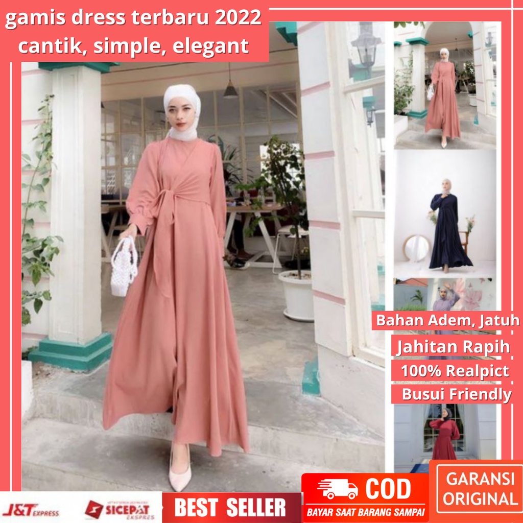 Baju Gamis Dress Kondangan Pesta Muslim Wanita Dewasa Terbaru 2021 Gamis Brukat Brokat Tile KUENBY