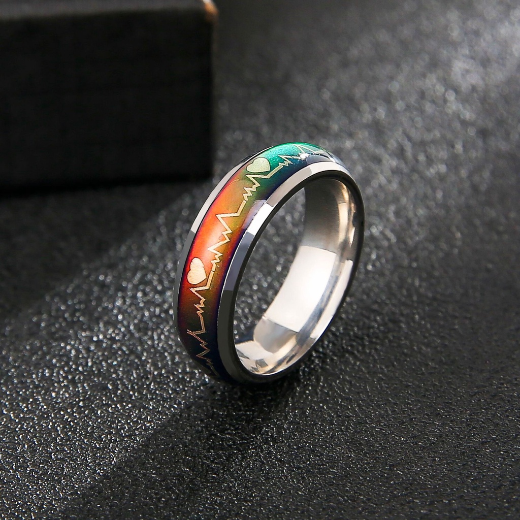 Baja Titanium stainless steel cincin pasangan cincin yang sensitif terhadap suhu berubah warna suasa