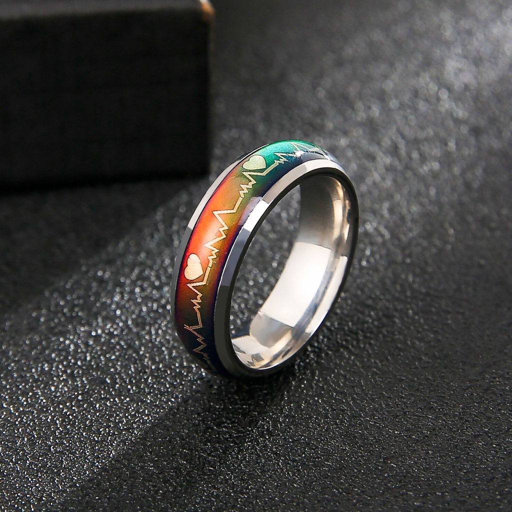 Baja Titanium stainless steel cincin pasangan cincin yang sensitif terhadap suhu berubah warna suasa