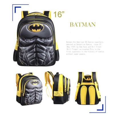 Tas Anak Sekolah TK SD Ransel 3D Size  12 &quot;14&quot; - 16&quot; Besar Avengers Spiderman Batman Captain Impor 3521