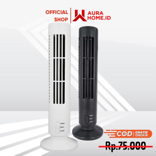 Kipas Angin USB Tower Leafless Ultra Quite / Kipas Angin Mini Tower Fan Usb Portable Besi LED hp Bes