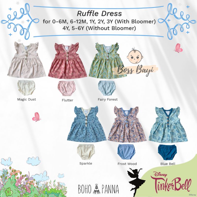 BOHOPANNA - Ruffle Dress Print Motif TinkerBell