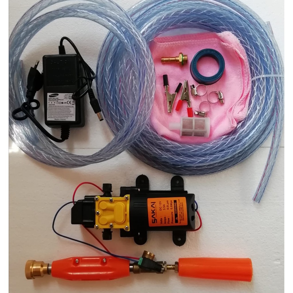 Paket Komplit SAKAI Dinamo Adaptor 3A Water Pump Sprayer Steam Mobil