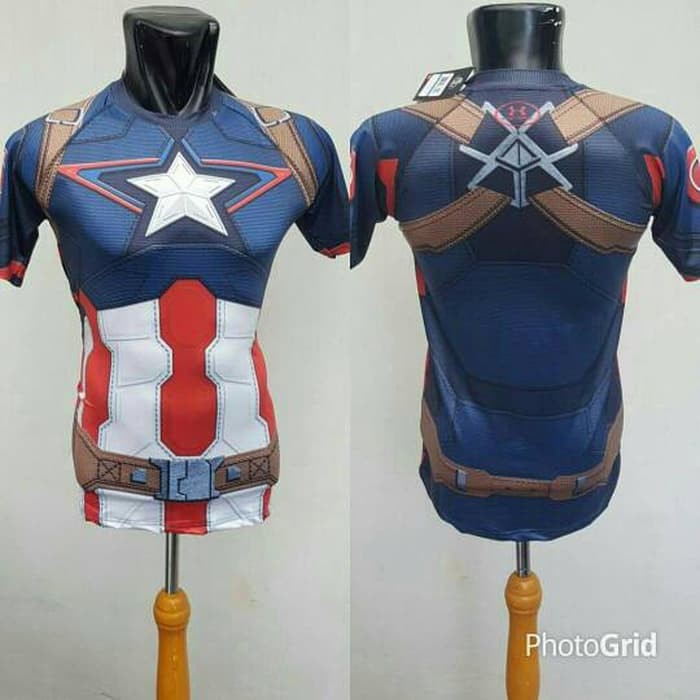 Unik BAJU KAOS 3D CAPTAIN AMERICA KAPTEN AMERIKA GYM FITNESS FITNES Murah