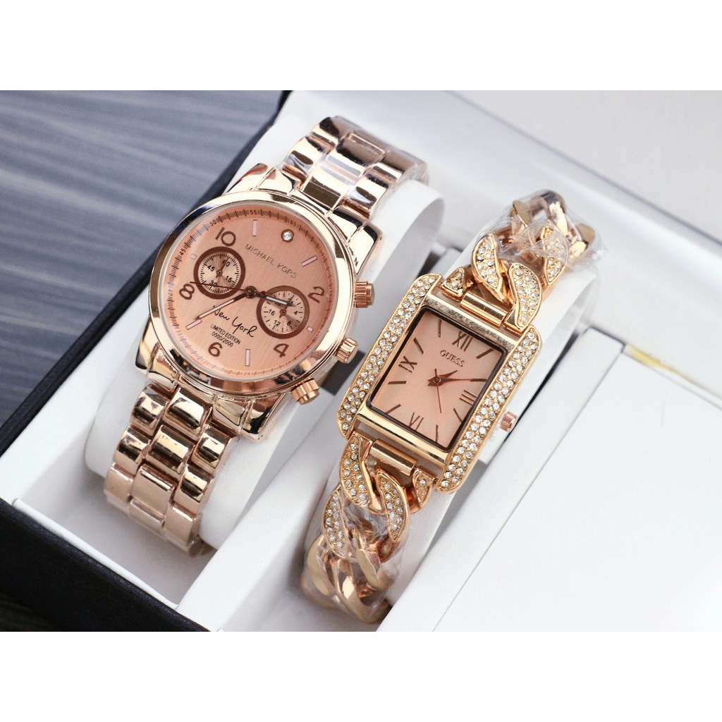 BUY 1 GET 1 Free Jam Tangan MK Rantai Plus GUESS Rantai Motif Kepang Free Box 3,4CM