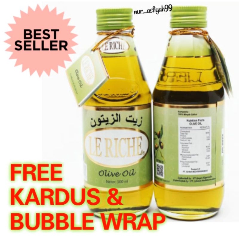 Minyak Zaitun LE RICHE Olive Oil 300ml || ASLI 100% ORIGINAL Exp.2027 || MINYAK ZAITUN MURNI