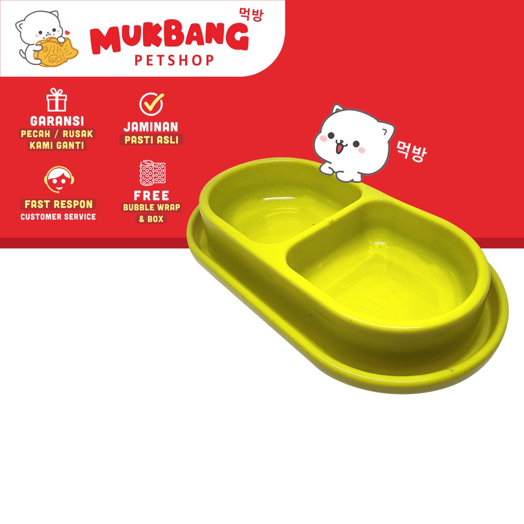 Tempat Makan Kucing dan Anjing Double Bowl 2 Space Anti Semut Mangkuk Makan Kucing Tempat Makan Hewan Oval Anti Slip Piring Makan dan Minum Kucing dan Anjing Anti Licin Mangkok Makanan Kucing Mangkok Pakan Kucing Wadah Makanan Kucing