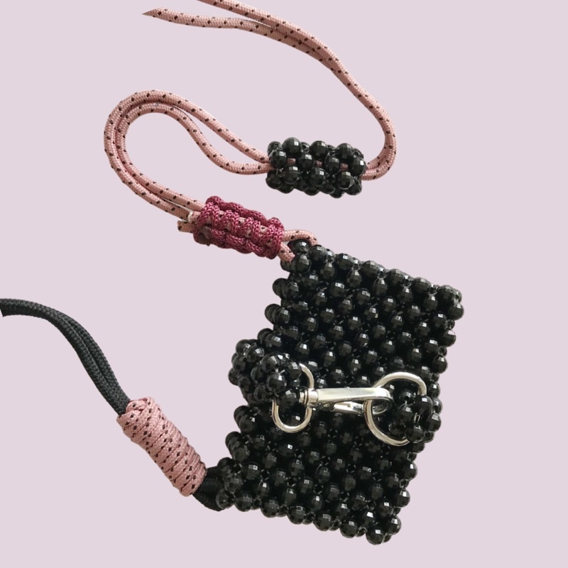 Allure Micro Bag - beaded bag with macrame strap/ tas manik-manik