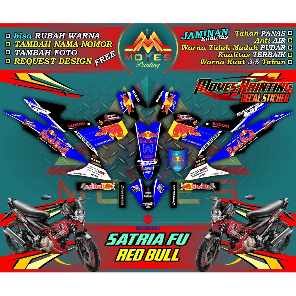 Decal Stiker Satria FU Pola RedBull Sticker Body Satria FU