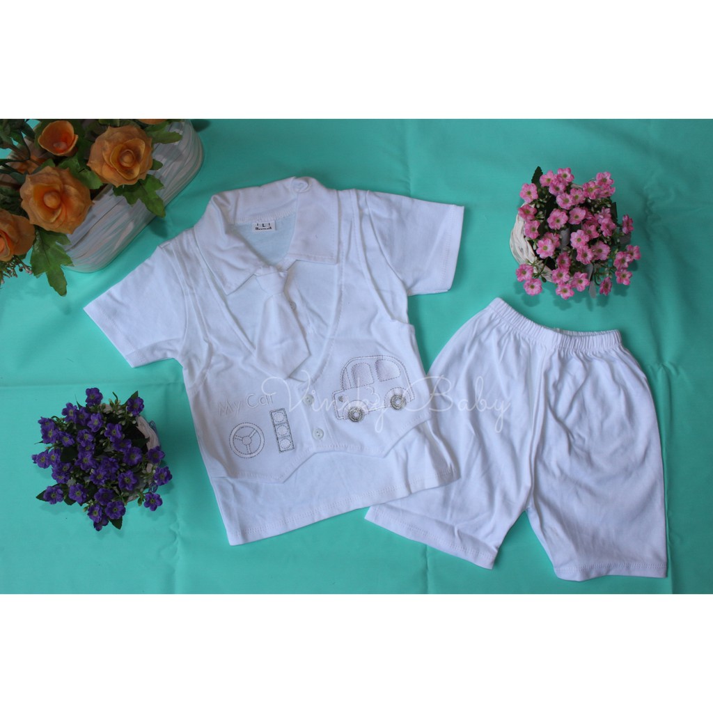 Baju Bayi Laki-Laki Setelan Anak Dasi Putih