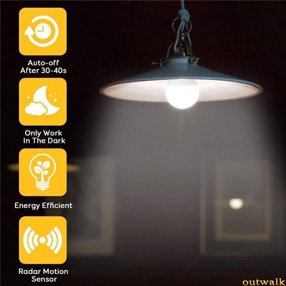 1pc Lampu Bohlam Led E27 Warna Putih Dengan Sensor Otomatis