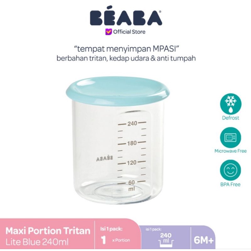 Beaba Maxi Portion Tritan 240 ml - Wadah Takar Makanan Bayi