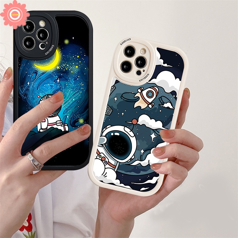 Soft Case TPU Motif Kartun Astronot NASA Untuk iPhone 11 12 13 Pro MAX 7plus XR 6 6s 7 8 Plus X XS MAX SE 2020